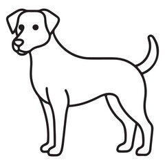Vector black and white illustration of a sitting dog isolated on a white background.
