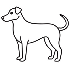 Vector black and white illustration of a sitting dog isolated on a white background.