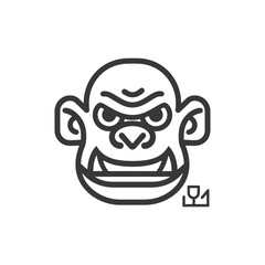 Line Art Illustration of a Glaring, Frowning, and Smiling Monster Face