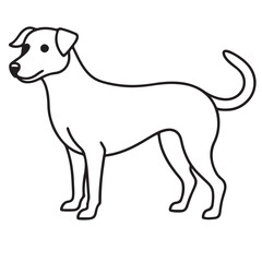 Vector black and white illustration of a sitting dog isolated on a white background.