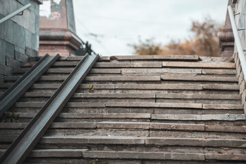 old stone steps from the subway