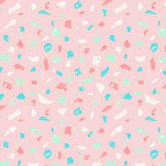 Terrazzo tiles geometric style seamless pattern design. Fabric pattern, textile pattern