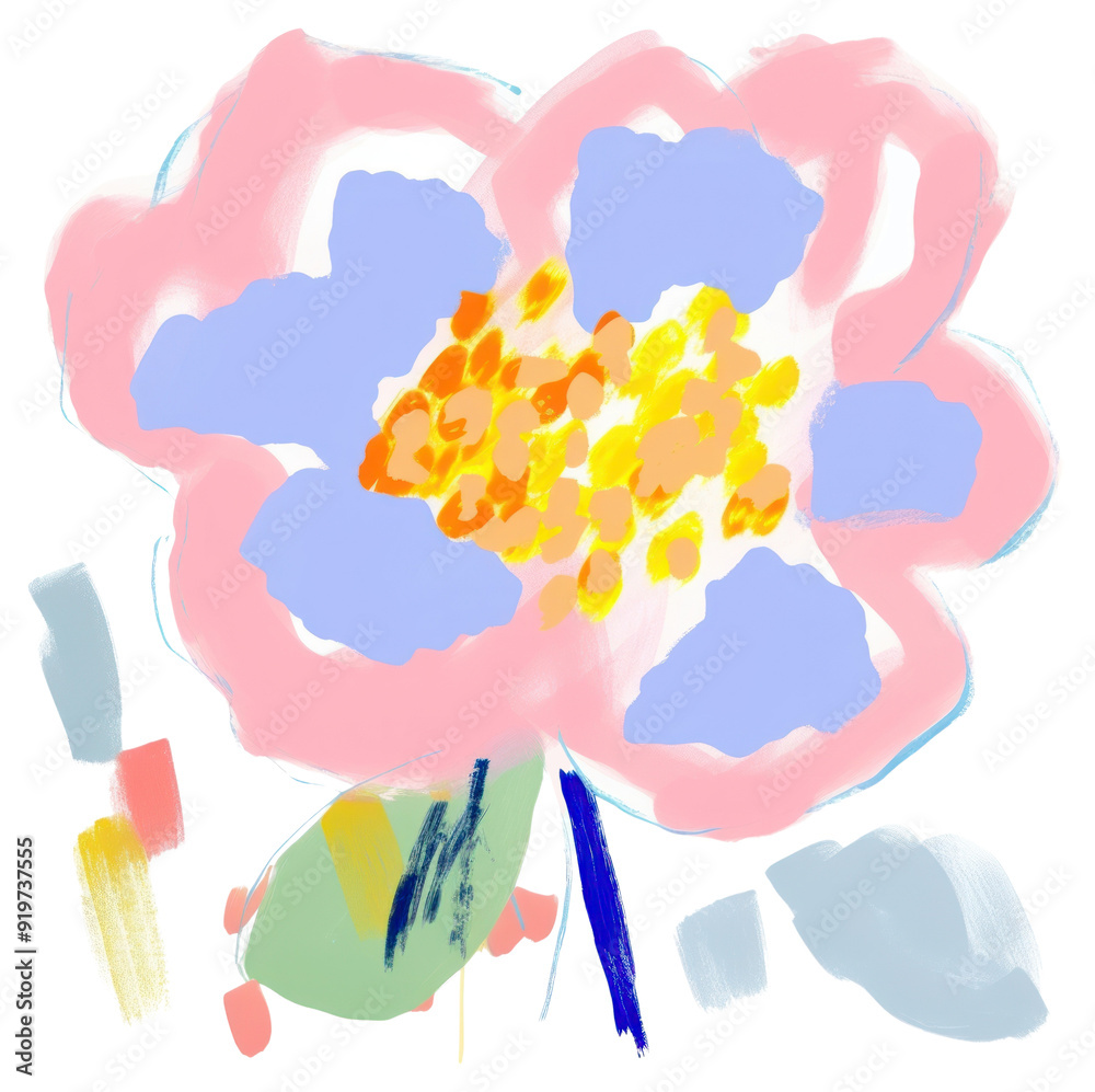 Sticker PNG A flower painting abstract brush.