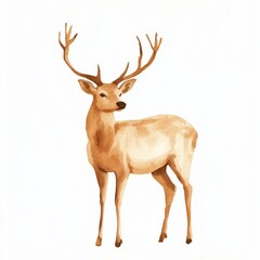 Fototapeta premium A graceful, artistic representation of a deer showcasing its majestic antlers against a clean, white background.