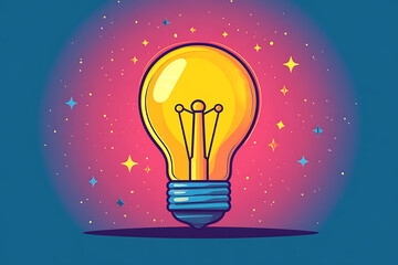 Bright Yellow Lightbulb Illustration on  Background
