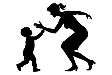 High resolution vector silhouette mother and child image