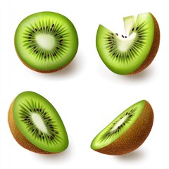 Fototapeta premium Sliced kiwi fruit isolated on white background.