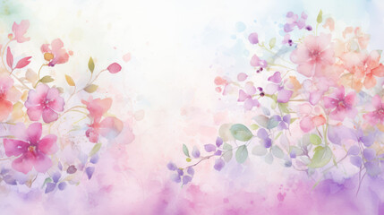 Fototapeta premium Beautiful arrangement of flowers in soft pastel colors. Rich and artistic floral pattern. Watercolor background.