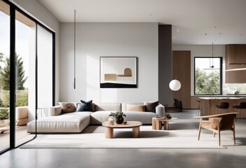 Fototapeta premium stylish modern minimalism home designs featuring clean neutral functional spaces contemporary aesthetic, interior, decor, lines, color, architecture, furniture