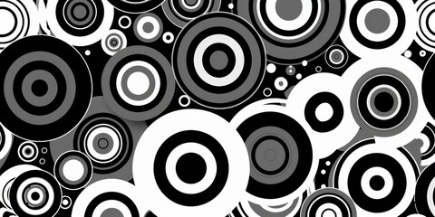 Fototapeta premium This is a stylish abstract design that features dynamic black and white circles alongside intricate patterns