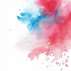 Obraz premium Vibrant watercolor splash in red and blue, creating an artistic blend of colors on a clean background for creative projects.