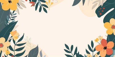 A stunning and beautiful floral and leaf border design, brimming with vibrant colors, is simply perfect for invitations, greeting cards, or any creative project that requires ample space for text
