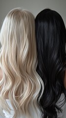 Naklejka premium Two unrecognizable women with long hair standing close together in a cozy indoor setting