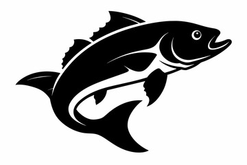 silhouette Vector design of bass fish on white background