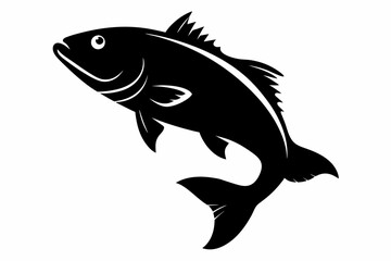 silhouette Vector design of bass fish on white background