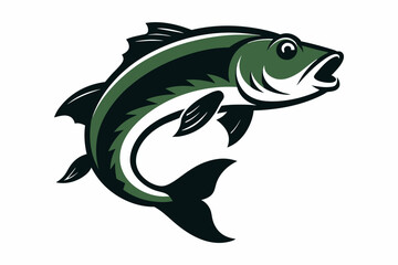 silhouette Vector design of bass fish on white background