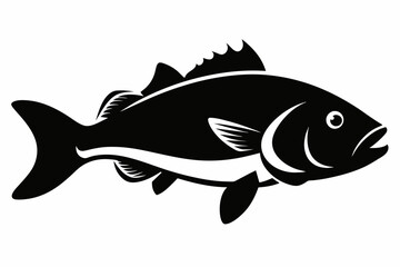 silhouette Vector design of bass fish on white background