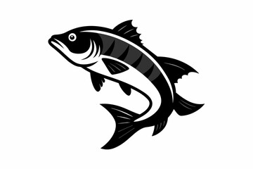 silhouette Vector design of bass fish on white background