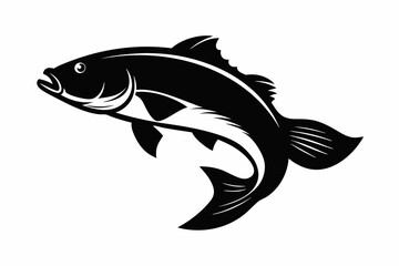silhouette Vector design of bass fish on white background
