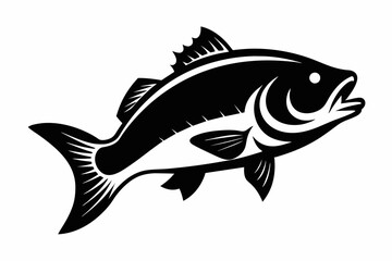 silhouette Vector design of bass fish on white background