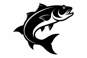 silhouette Vector design of bass fish on white background