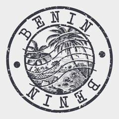 Naklejka premium Benin Stamp Postal. Silhouette Seal. Passport Round Design. Vector Icon. Design Retro Travel. National Symbol.