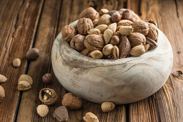 mixed nuts - hazelnuts walnuts almonds pine nuts brazil cashew pistachios peanuts