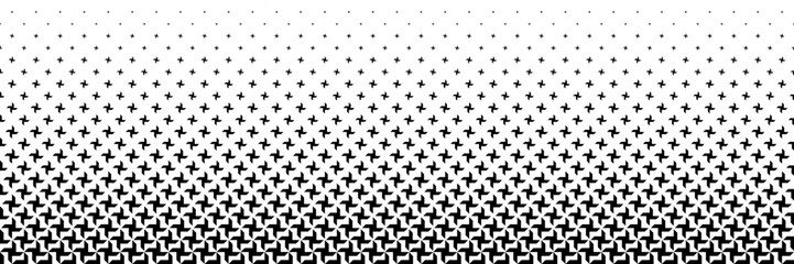 horizontal black halftone of propeller design for pattern and background.