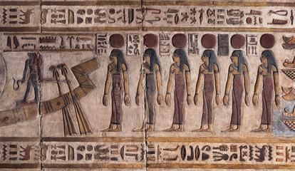 Part of the astronomical ceiling at the temple of Khnum in Esna . Upper Egypt.