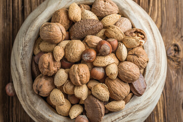 mixed nuts - hazelnuts walnuts almonds pine nuts brazil cashew pistachios peanuts