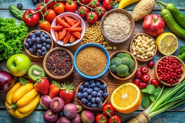 A colorful assortment of fruits and vegetables are displayed on a white plate