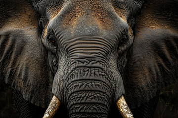 A Striking Close-Up of an Elephant's Face, Captivating with Its Details and Rich Textures, Evoking a Sense of Wonder and Respect.