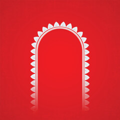 Durga Puja, Frame, Border, arch gateway on vibrant red background, Durga Puja Background. advertisement, Durga Puja Poster, Ganesh Chaturthi, Sale, Happy Durga Puja, Design.   © PixelVGD