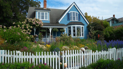 50. Cape Cod house with a nautical garden, seashells, and a white picket fence