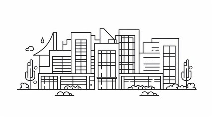 Obraz premium construction logo in line art style features a unique building and is available as a premium vector. 