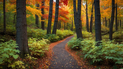 Trees Changing Colors in the Fall Autumn 