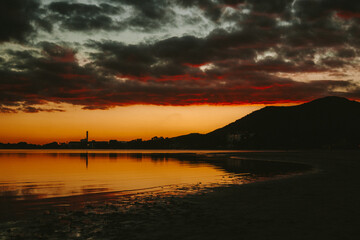 sunset over the lake