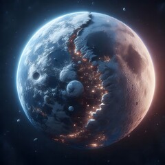 Naklejka premium realistic 3d moon in space