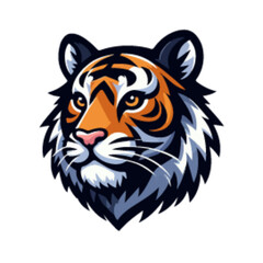 Obraz premium flat vector logo of a tiger, tiger logo, flat vector logo of a tiger on a white background