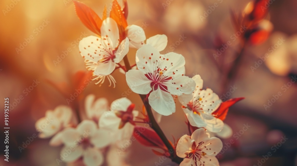 Poster Flowers blooming on tree branches