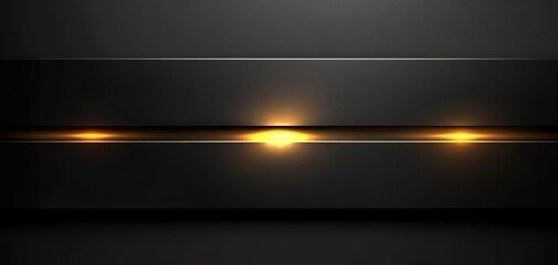 Abstract dark background with a golden line and glowing lights.