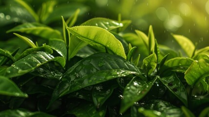 Fototapeta premium Freshly picked tea leaves