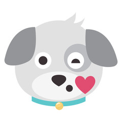 Dog emoji vector isolated on white background.