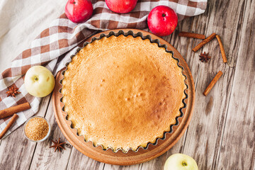 Traditional Apple Pie Charlotte: Delicious and Homemade on a Rustic Wooden Table