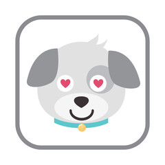 Dog emoji vector isolated on white background.