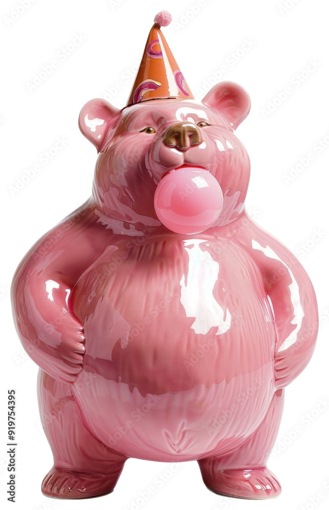 Sticker png pink bear party balloon