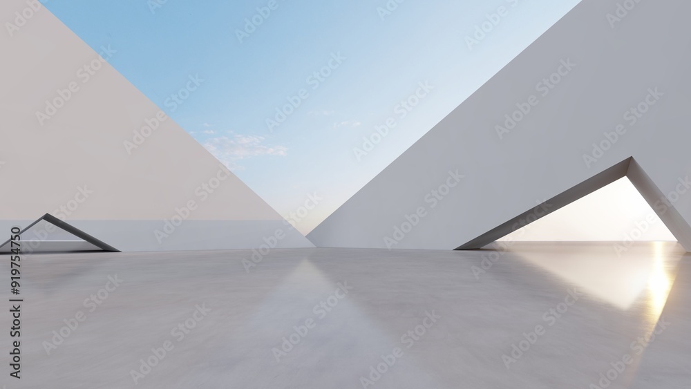 Poster 3d render abstract architecture background building geometric shape