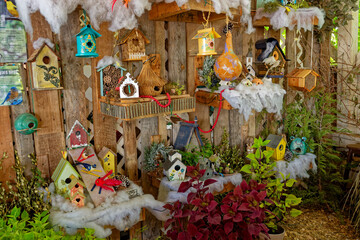 Variety of bird and bee houses