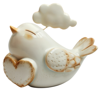 PNG Ceramic bird cloud sculpture decor
