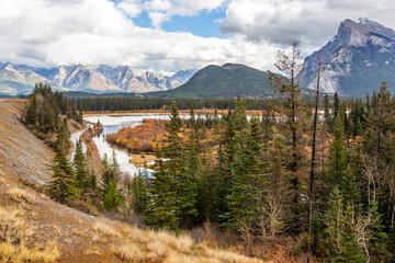 Beautiful fall view of the Bow River in The Banff National Park, Alberta, Canada